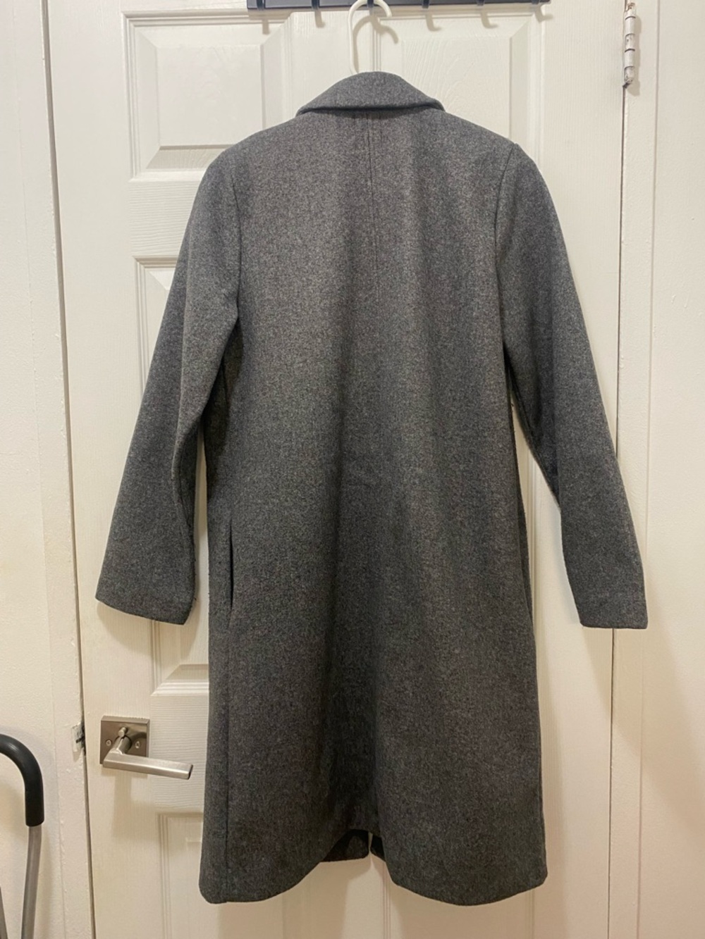 Zara Long Grey Wool-Blend Open Front Coat - Picture 2 of 4